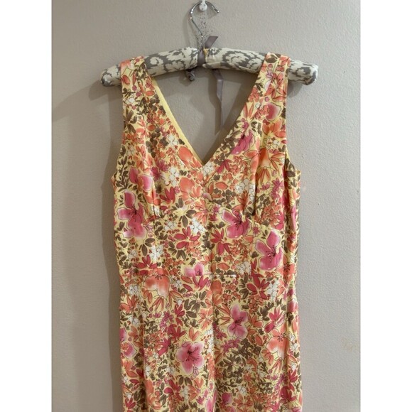 Loft Floral Linen Blend Dress Yellow Pink Size 8 NWOT Coquette Feminine Lovely - Picture 2 of 7